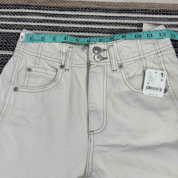 Free People We The Free Aster Straight Leg Jeans 100% Cotton‎ Cream Size 26 - Picture 10 of 16